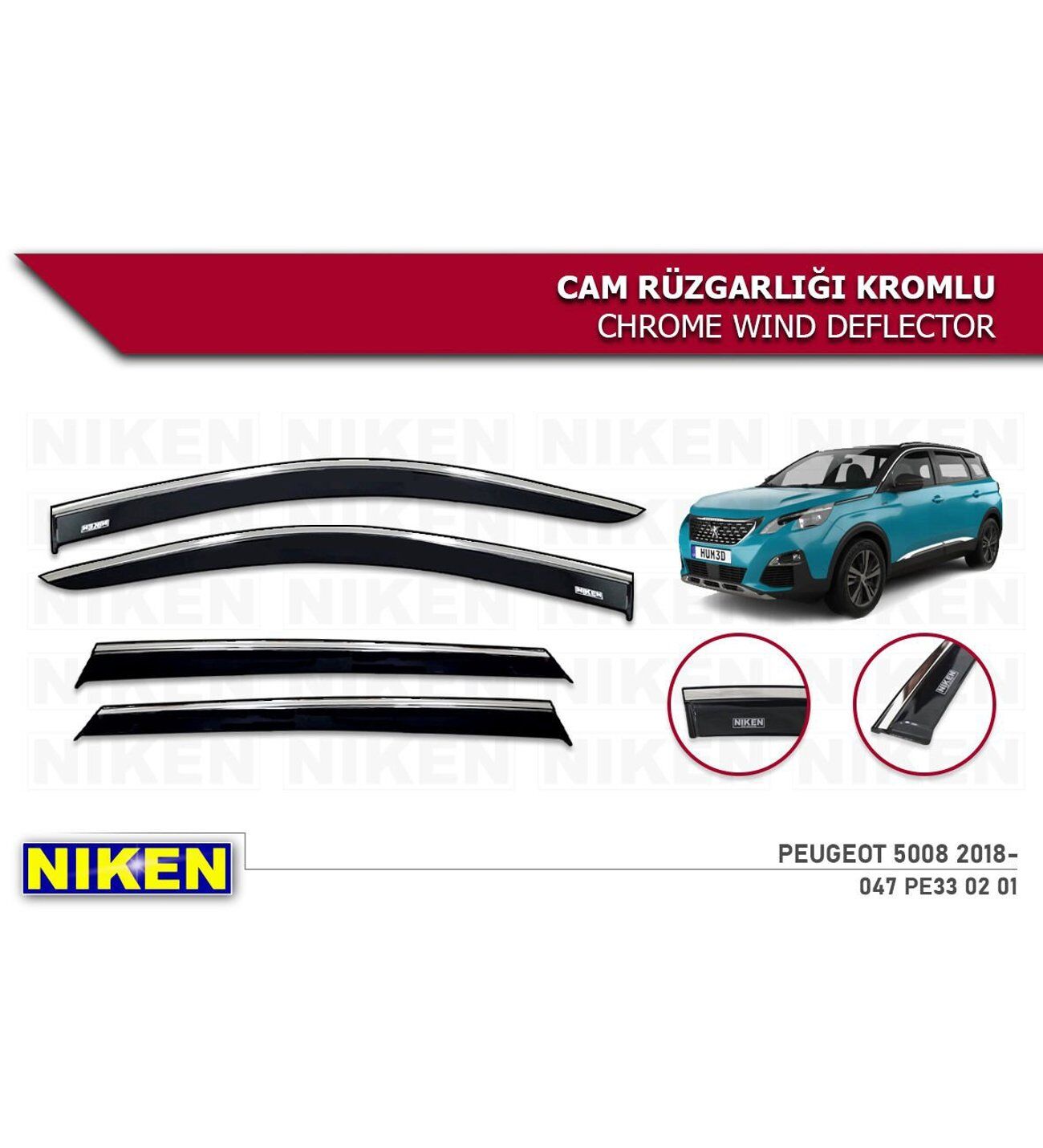 Peugeot 5008 Kromlu Cam Rüzgarlığı Niken 2017+
