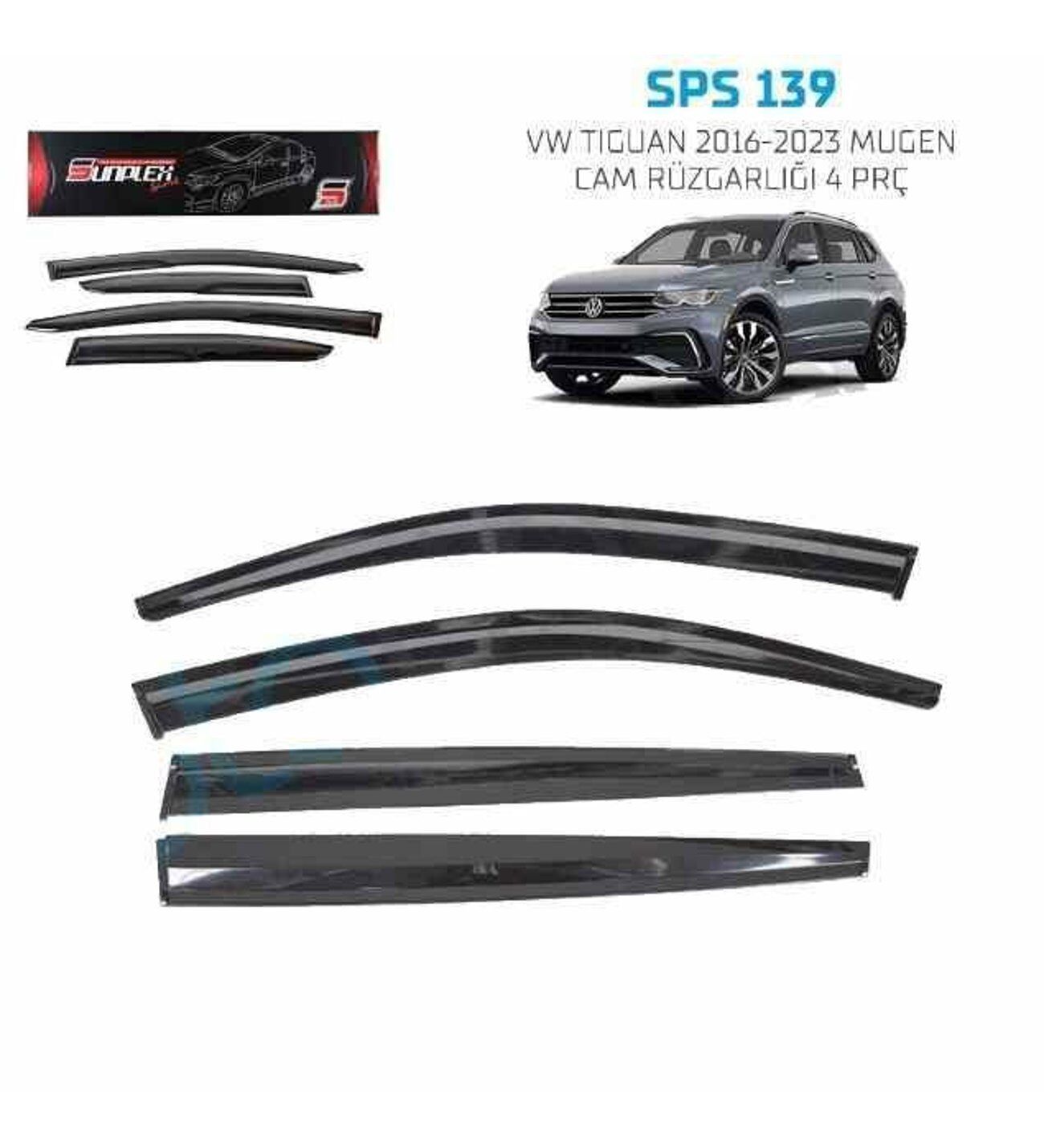 Vw Tiguan Mugen Cam Rüzgarlığı 2016-2023 arası 4'lü Sunplex