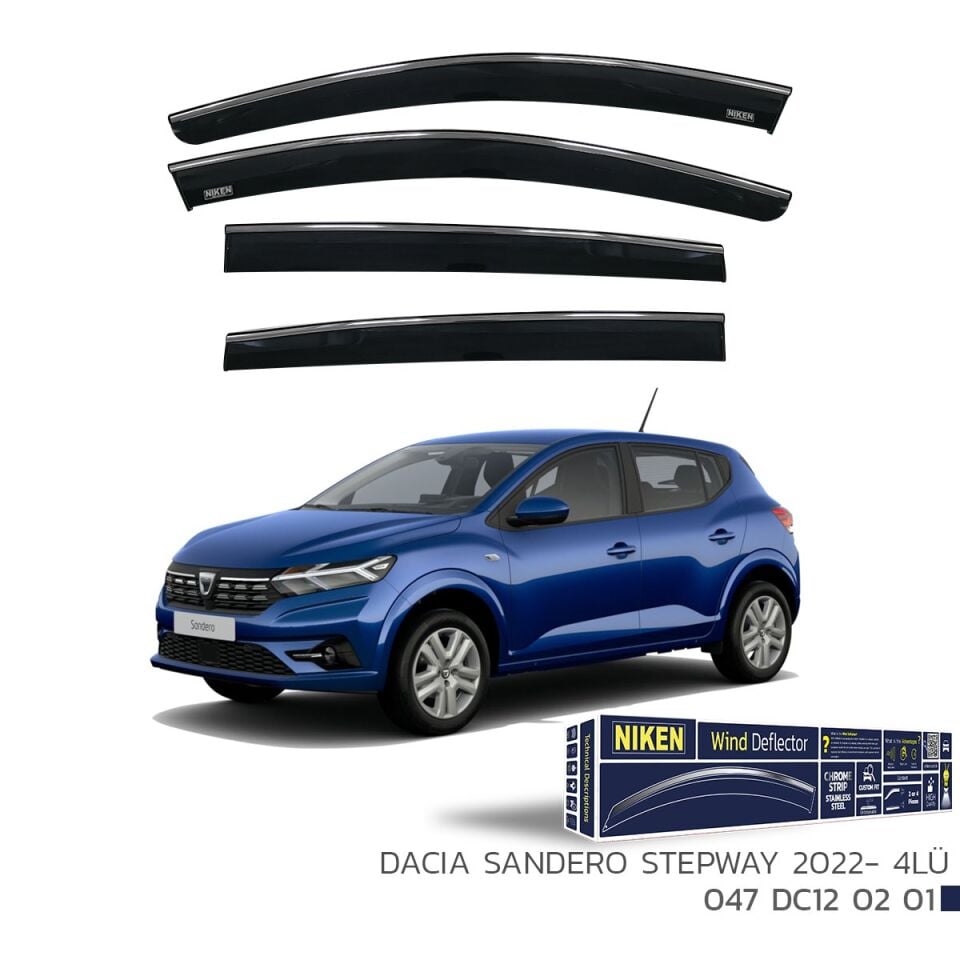 Dacia Sandero Stepway Kromlu Cam Rüzgarlığı Niken 2022+ sonrası uyumlu