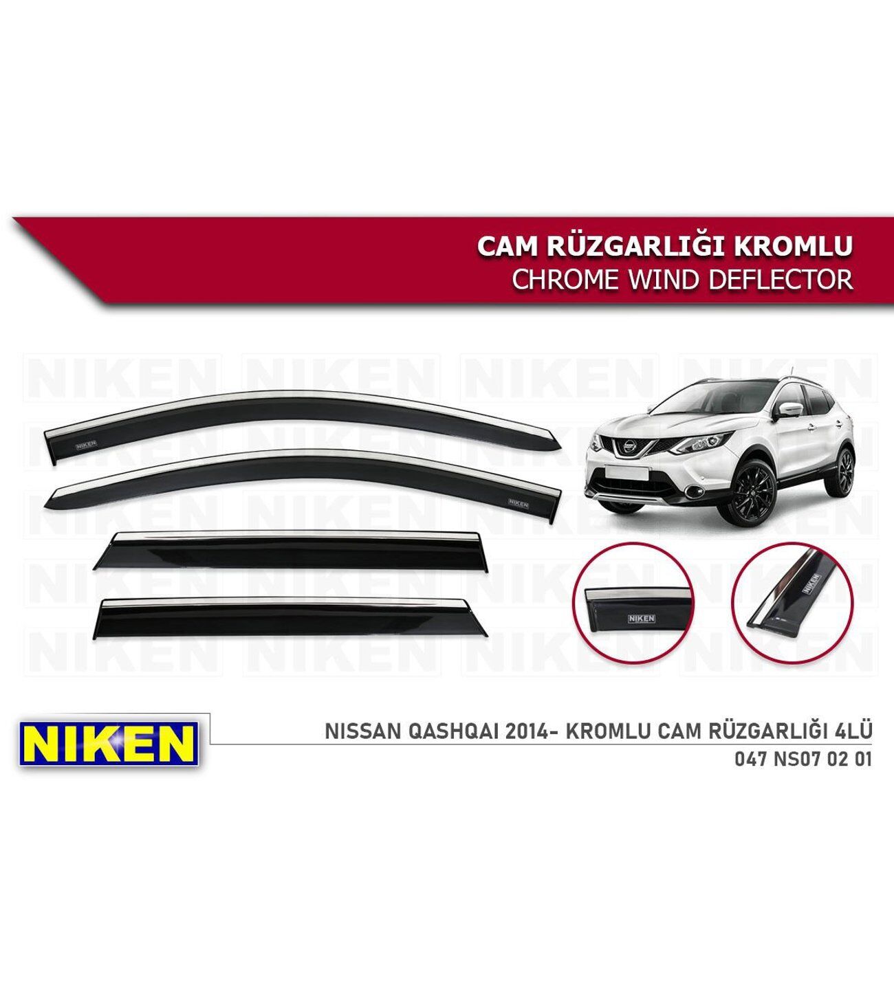 Nissan Qashqai Kromlu Cam Rüzgarlığı Niken 2014-2021