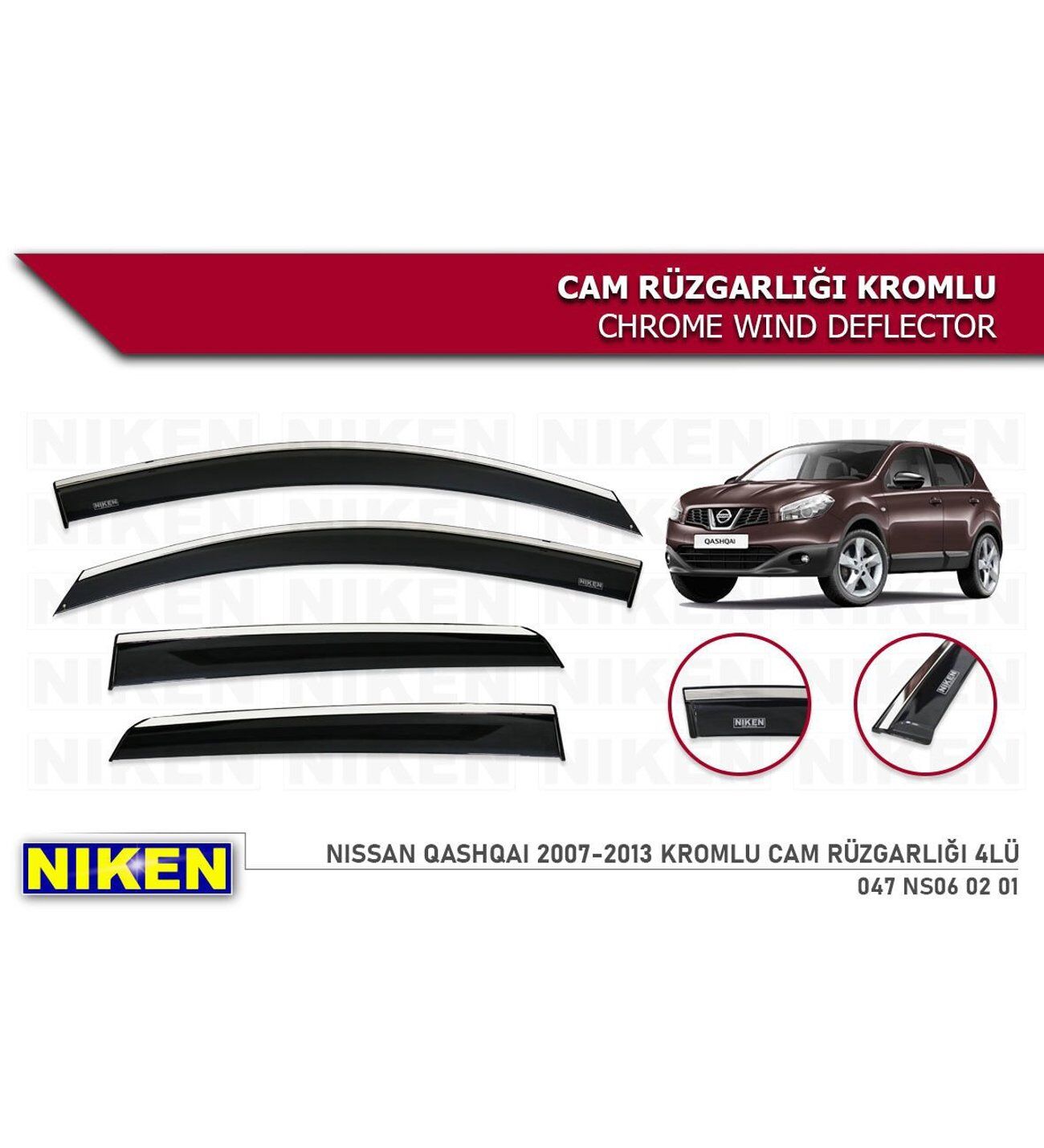 Nissan Qashqai Kromlu Cam Rüzgarlığı Niken 2007-2013