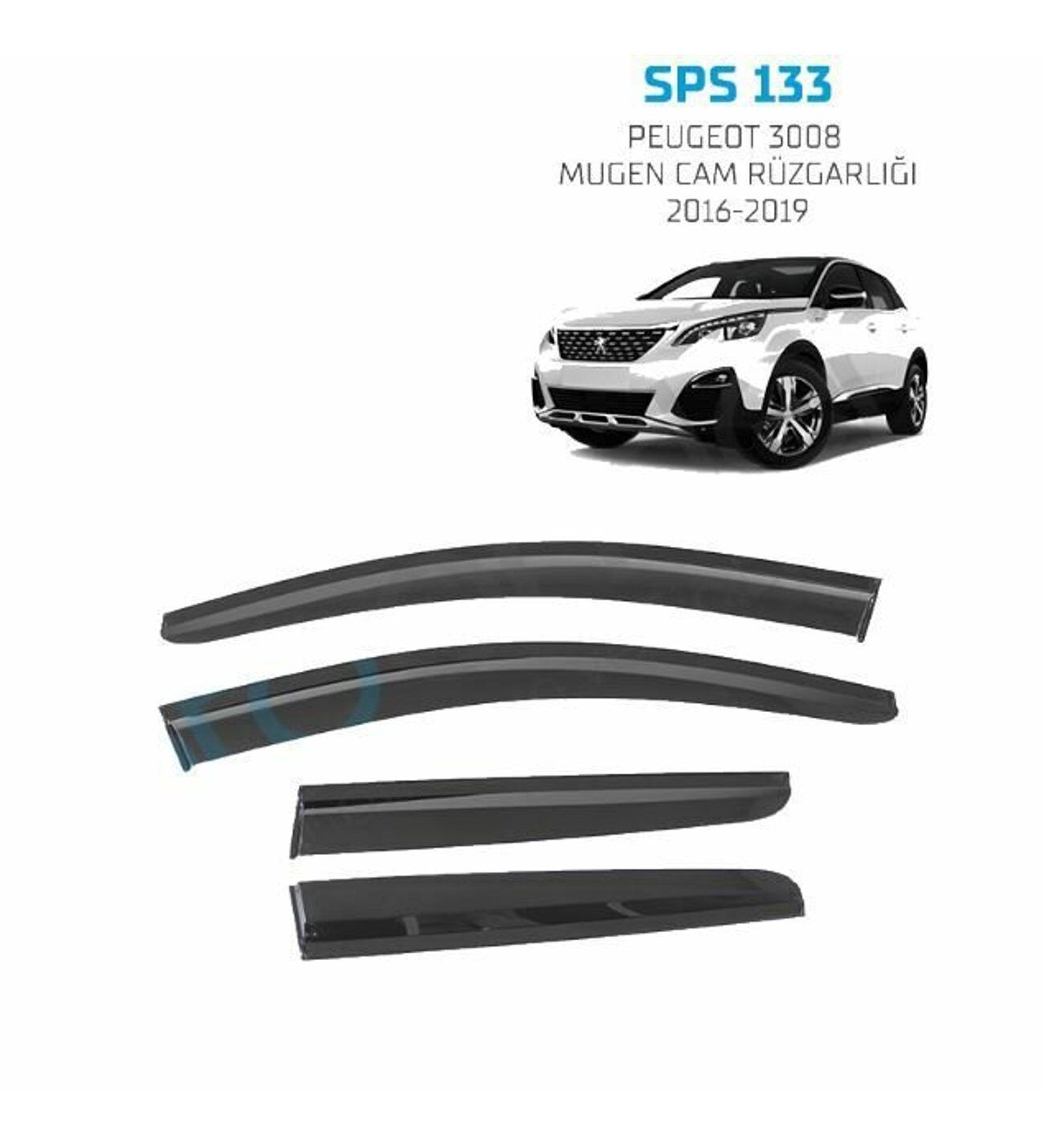Peugeot 3008 Mugen Cam Rüzgarlığı 2016-2019 arası 4'lü Sunplex