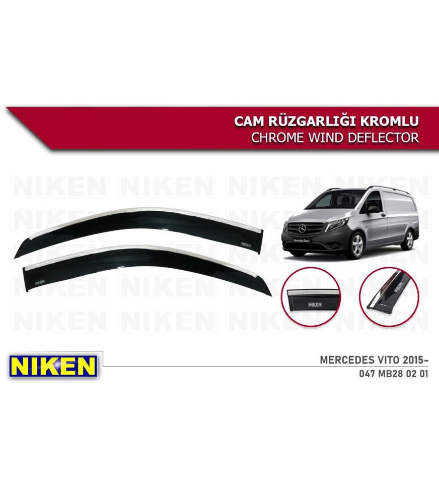 Mercedes Vito Kromlu Cam Rüzgarlığı 2' li Niken 2015+