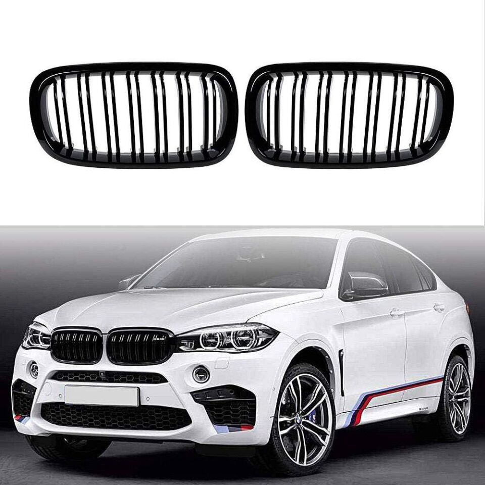 Bmw X5 F15 çift şeritli ön panjur ızgara 2014-2018 arası parlak siyah