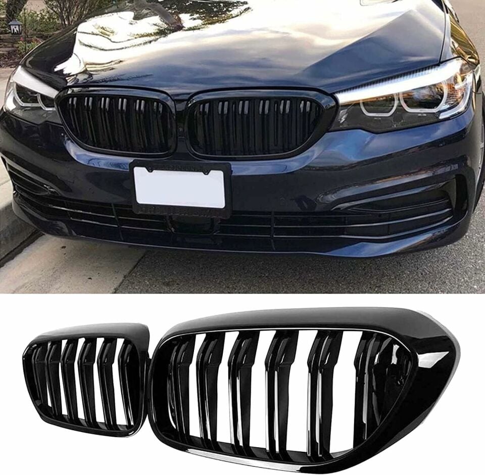Bmw G30 çift şeritli ön panjur ızgara 2018-2020 arası parlak siyah