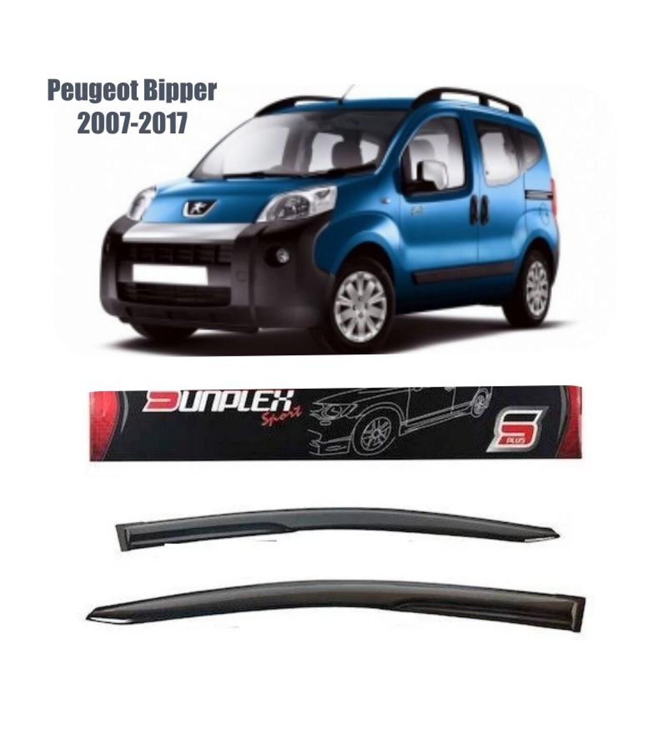 Peugeot Bipper Mugen Cam Rüzgarlığı 2007-2017 arası 2'li  Sunplex